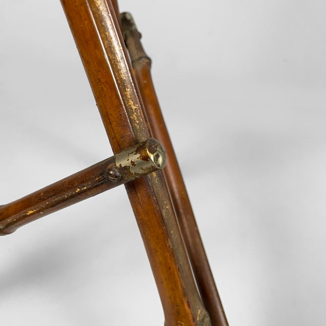 Italian Art Nouveau Style Pedestal in Brown Leather and Bamboo, 1930s For Sale - Image 14 of 18