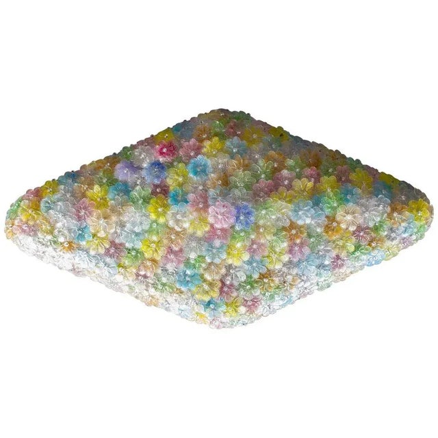 Large Venetian Multi-Colored Glass Flower Ceiling Light from Barovier & Toso, 1960s For Sale - Image 12 of 12