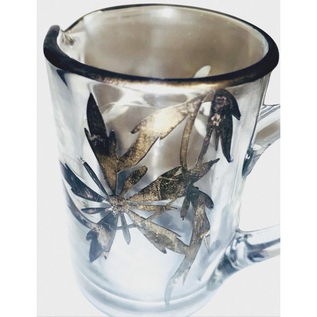Mid 20th Century Vintage Sterling Silver Overlay Clear Glass Sugar and Creamer Set Art Nouveau For Sale - Image 5 of 6