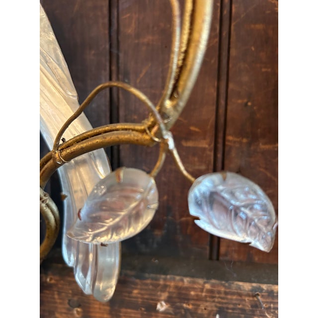 Transparent Maison Baguès Gilt Metal and Rock Crystal Parrot-Form Two-Light Wall Sconces -a Pair For Sale - Image 8 of 11