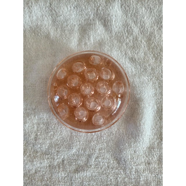 Mid-Century Modern Vintage Pink Depression Glass 4" Flower Frog 16 Hole For Sale - Image 3 of 5