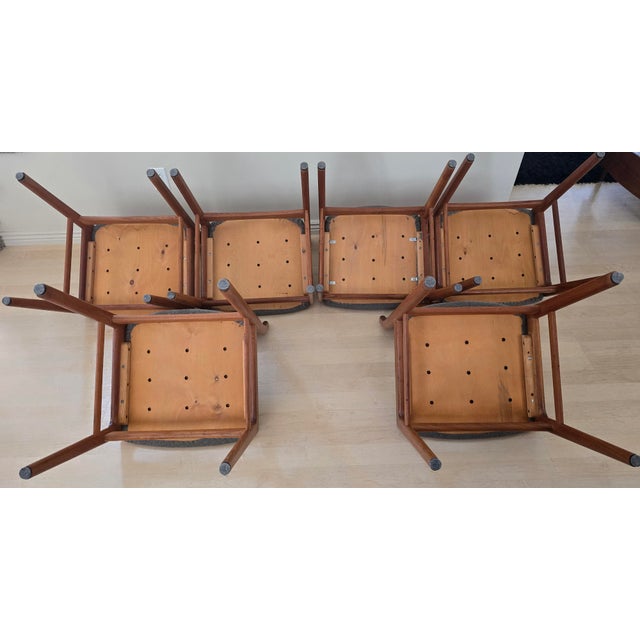 Set of Six Authentic Danish Modern Teak Dining Chairs, Made in Denmark Circa 1960s For Sale In Salt Lake City - Image 6 of 6
