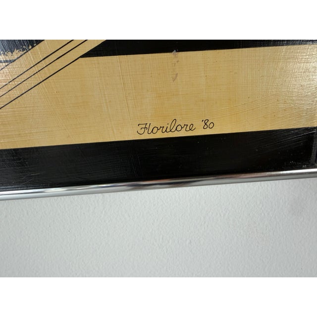 1980 Florilore Mid-Century Modern “Tinker Toy” Boat Painting on Board, Framed For Sale - Image 10 of 12
