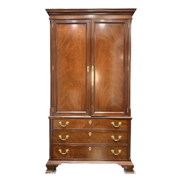 1990s Kindel Mahogany Bar / Home Office Storage Cabinet For Sale