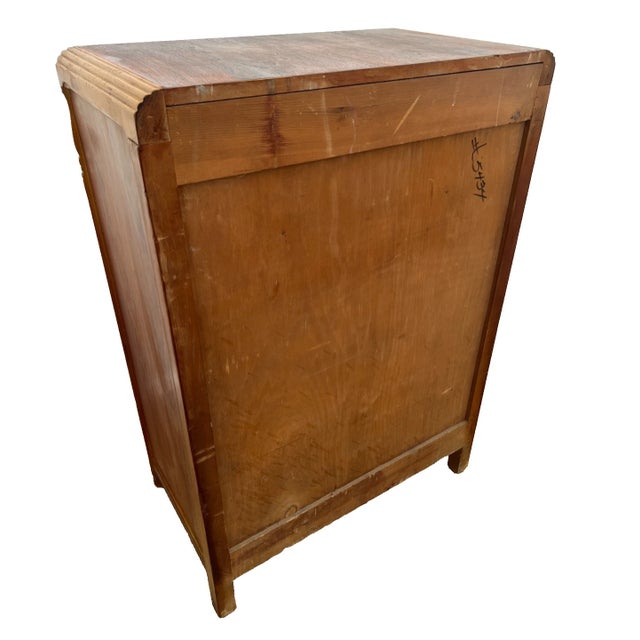 1920s Art Deco Dresser Chest Four Drawers Bakelite Brass Pulls Waterfall Top For Sale - Image 10 of 10