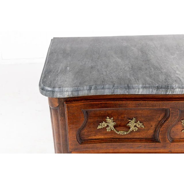 Wood 18th Century French Walnut Commode with Marble Top For Sale - Image 7 of 8