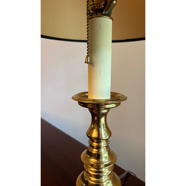 American Vintage Brass Candlestick Lamp For Sale - Image 3 of 6