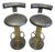 Vintage 1980s Designs for Leisure Ltd. Bar Stools - Postmodern Brass & Chrome Swivel Stools - Pair For Sale