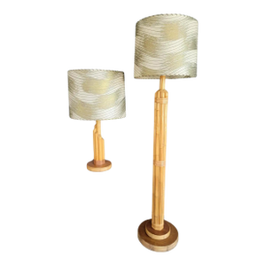 Bamboo Floor & Table Lamp 1950's - A Pair