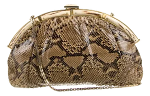 1990s Judith Leiber SnakeSkin Pouch Day Evening Shoulder Handbag Clutch Vintage