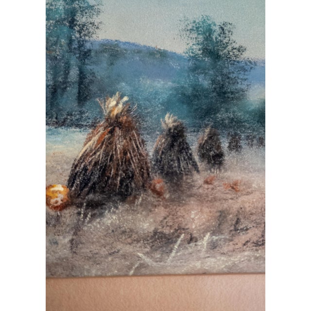 19th Century American Pastel Moonlit Nocturne Pastural Landscape With Haystacks For Sale - Image 14 of 16