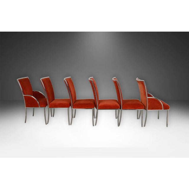 Mid Century Chrome Dining Chairs Six Milo Baughman Style For Sale In Baltimore - Image 6 of 11