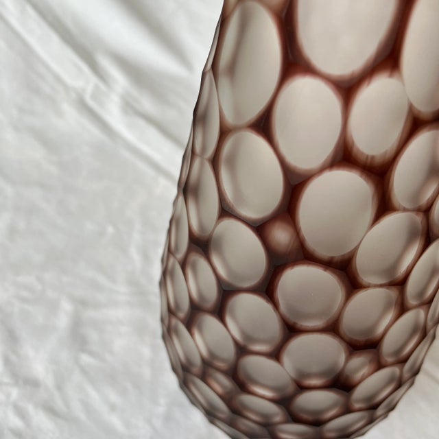 Italian Hand Blown Murano Glass Vase in Eggplant Color Signed by Artist For Sale - Image 10 of 13