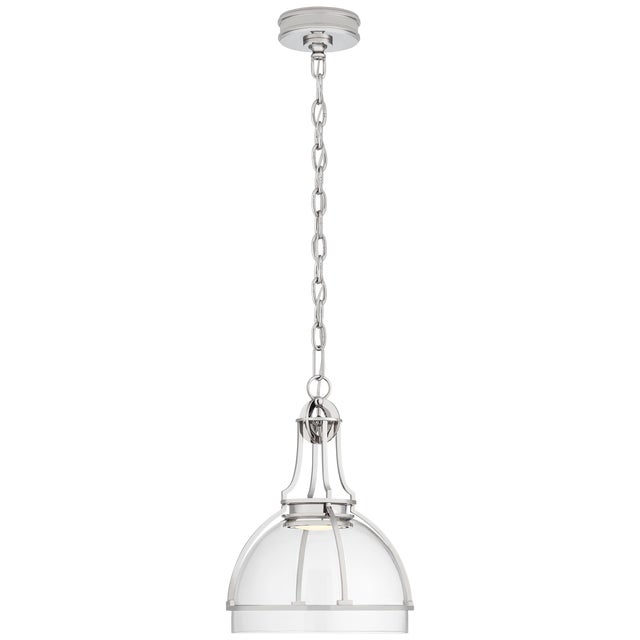 Chapman & Myers for Visual Comfort Signature Gracie Medium Dome Pendant in Polished Nickel with Clear Glass For Sale