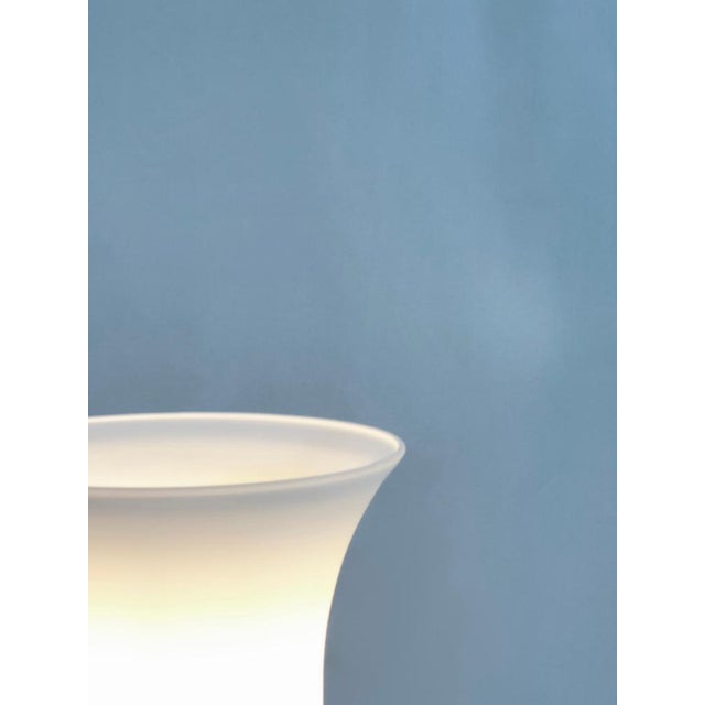 1990s Vintage Art Deco Style White Glass Uplighter, 1990s For Sale - Image 5 of 7