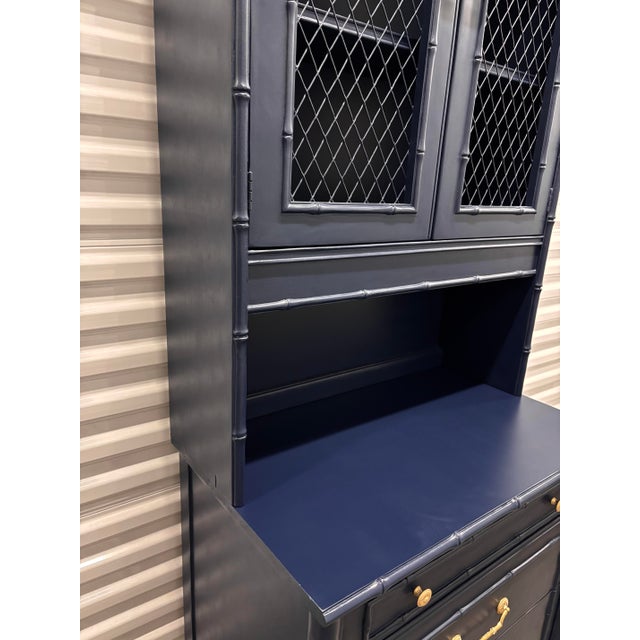 Navy Blue Late 20th Century Two-Piece Coastal Style Chest/Hutch by Thomasville For Sale - Image 8 of 12