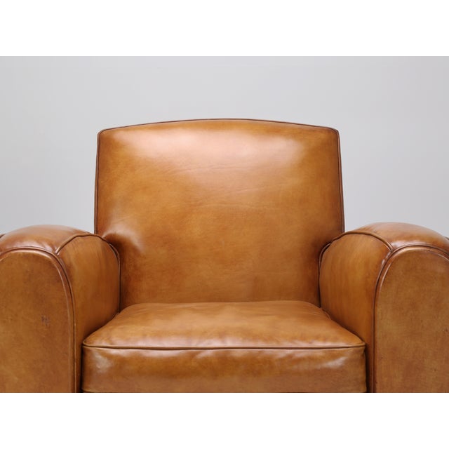 1930s Pair of Art Deco French Leather Club Chairs For Sale - Image 5 of 12