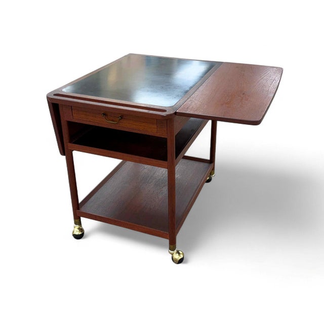 Wood Mid-Century Teak and Formica Serving Trolley by Ludvig Pontoppidan For Sale - Image 7 of 14