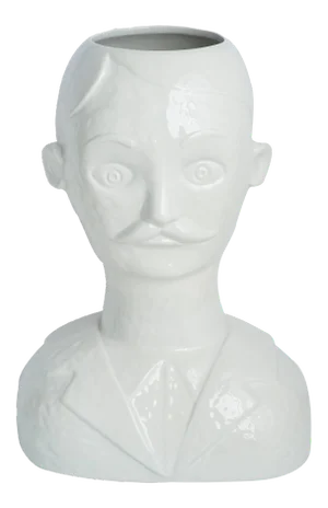White Glazed Ceramic Male Head Vase