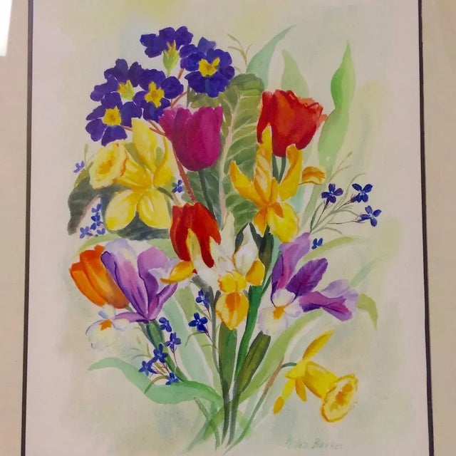 Traditional Vintage Framed California Artist Helen Barker Watercolor Painting For Sale - Image 3 of 7