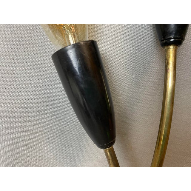 Black Mid-Century Double Sconce Wall Lamp Light, 1960s For Sale - Image 8 of 9