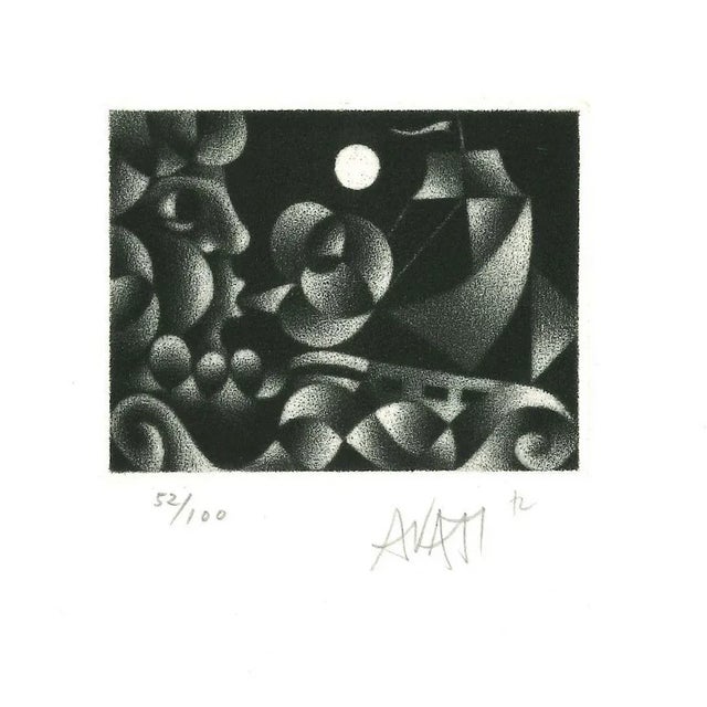 Blowing - Original Etching on Paper by Mario Avati - 1970s 1970s For Sale - Image 3 of 3