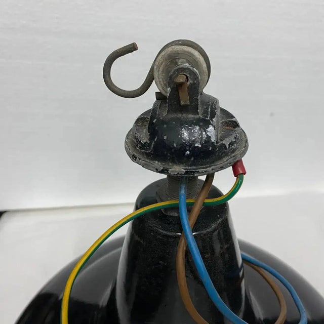 1930s 1930s Set of Three Industrial Black Painted Metal Italian Pendants For Sale - Image 5 of 13