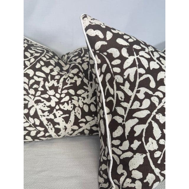 Transitional Quadrille China Seas "Arbre De Matisse Reverse" in Brown on Tint 16"x20" Pillows-a Pair For Sale - Image 3 of 3