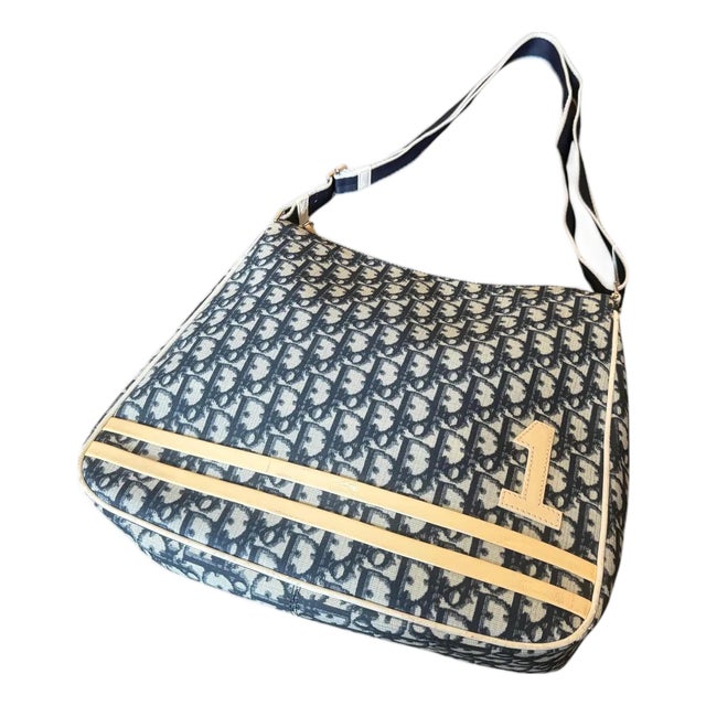 2000s Christian Dior Oblique Monogram Navy Blue Crossbody Bag For Sale