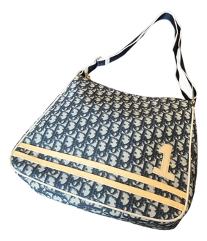 2000s Christian Dior Oblique Monogram Navy Blue Crossbody Bag