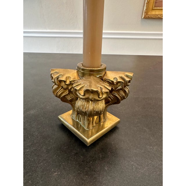 1980s Vintage 1980’s Brutalist Candleholder in Aged Solid Brass For Sale - Image 5 of 11