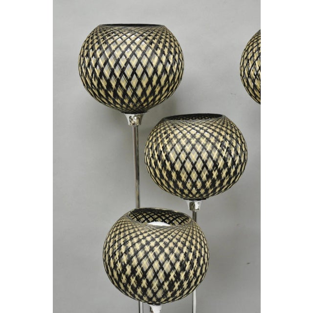 Vintage Mid Century Modern Woven Spun Fiberglass Triple Shade Table Lamp - Pair For Sale In Philadelphia - Image 6 of 18