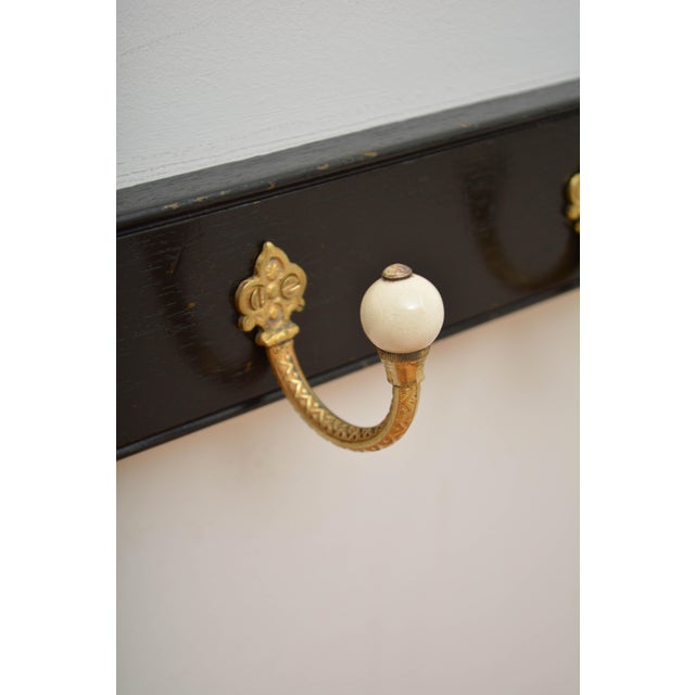 Metal Ebonised Brass and Ceramic Coat Hooks, 1880, Set of 2 For Sale - Image 7 of 18
