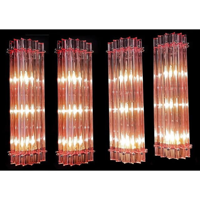Mid-Century Italian Pink Murano Glass Wall Sconces, 1990s, Set of 4 For Sale - Image 11 of 17