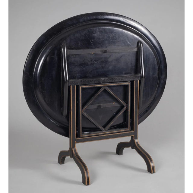 English Black Lacquered & Parcel Gilt Tray on Stand For Sale - Image 4 of 9