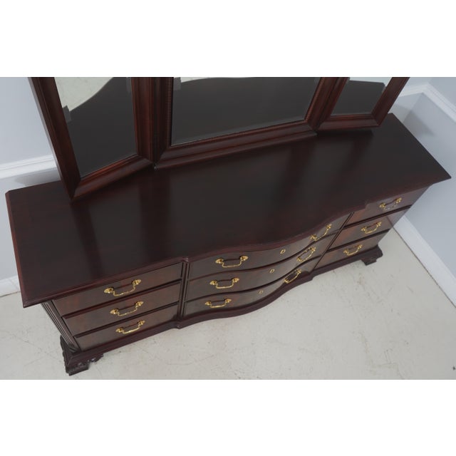 Brown Thomasville Chippendale Style Mahogany Dresser W. Mirror For Sale - Image 8 of 18