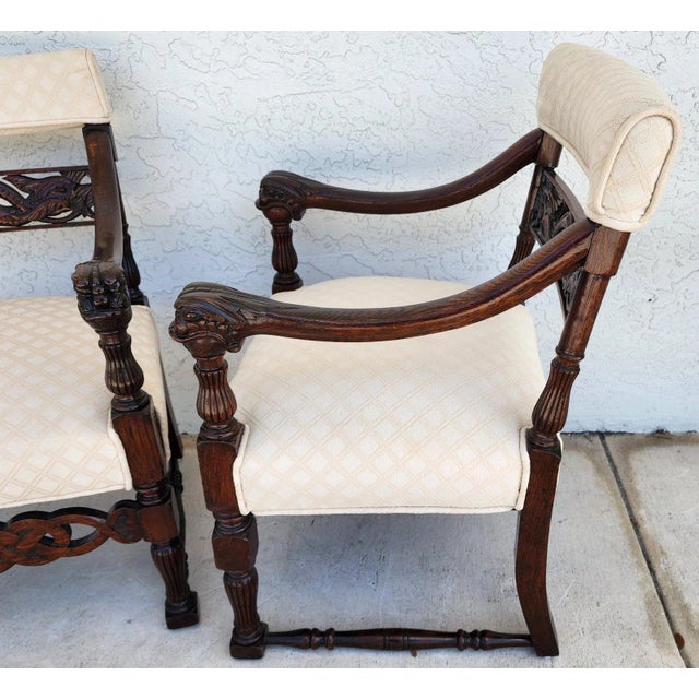 Chinoiserie Foo Dog Armchairs Pair Mid Century For Sale - Image 10 of 18