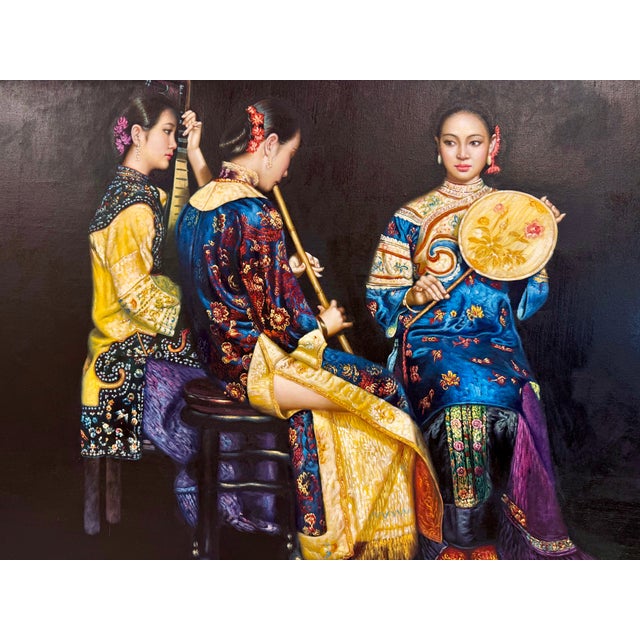Realism Vintage Reproduction of "Lingering Melodies From the Xunyang River" After Chen Yifei - Signed For Sale - Image 3 of 10