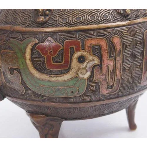 Bronze Can with Multi-Colored Enamel For Sale - Image 9 of 10