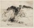 Drypoint landscape etching on paper of Penerils Castle, Derbyshire, England. The etching is loose and expressive, with the...