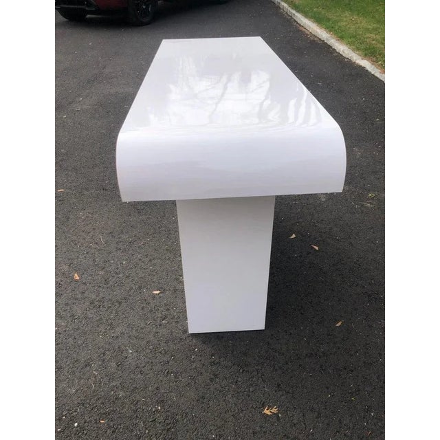 Wood 1980's Post Modern White Console Table For Sale - Image 7 of 13
