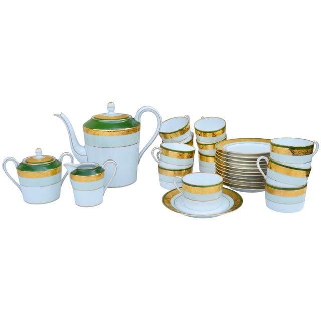 Early 20th Century Green & Golden Haviland French Limoges Service for Twelve- 111 Pieces For Sale - Image 11 of 18