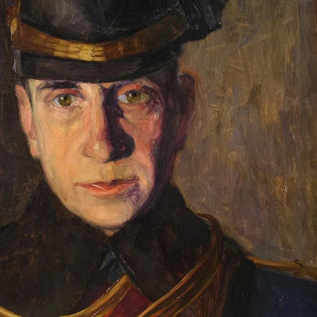 Vass E., Portrait of a Soldier, 1915, Oil on Cardboard For Sale - Image 13 of 16
