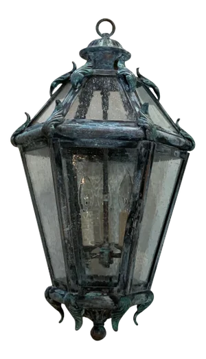 1990s Six Sides Solid Brass Hanging Lantern