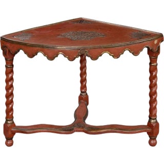 French Red Lacquer Corner Table For Sale