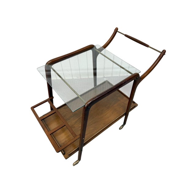 Mid-Century Italian Modern Walnut Serving Cart For Sale - Image 4 of 8