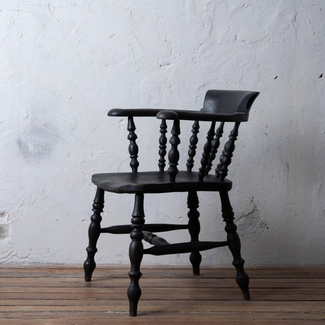 Captain's Chair in Black, c.1880 For Sale - Image 12 of 18