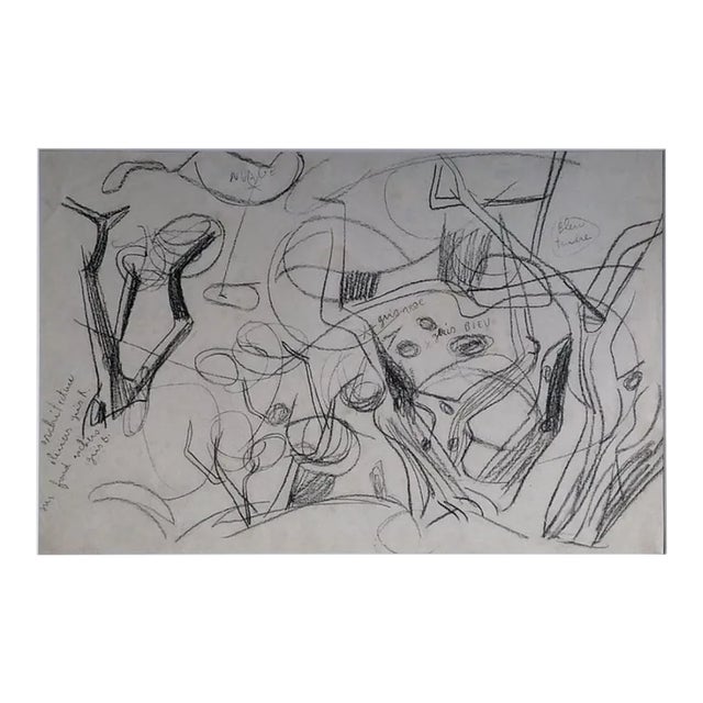 Abstract Grey Composition, 1970s, Pastel For Sale