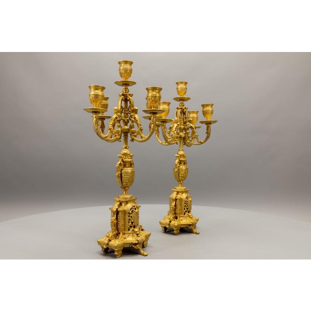 French Neoclassical Bronze Candelabras, 1920s, Set of 2 For Sale - Image 16 of 18