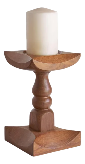 Large Brutalist Candleholder in Oak, 1960s